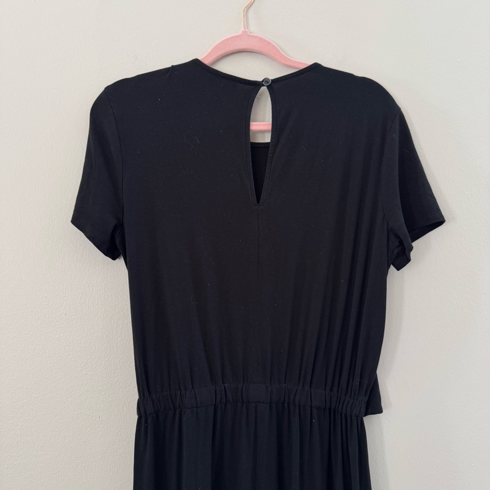 J Jill Wearever Black Side Tie Romper Wide Leg Short Sleeve Small - Picture 4 of 7